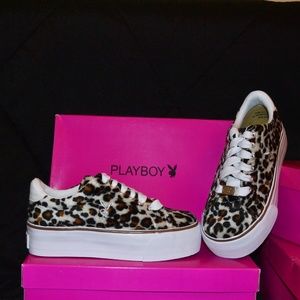 cow print playboy platforms